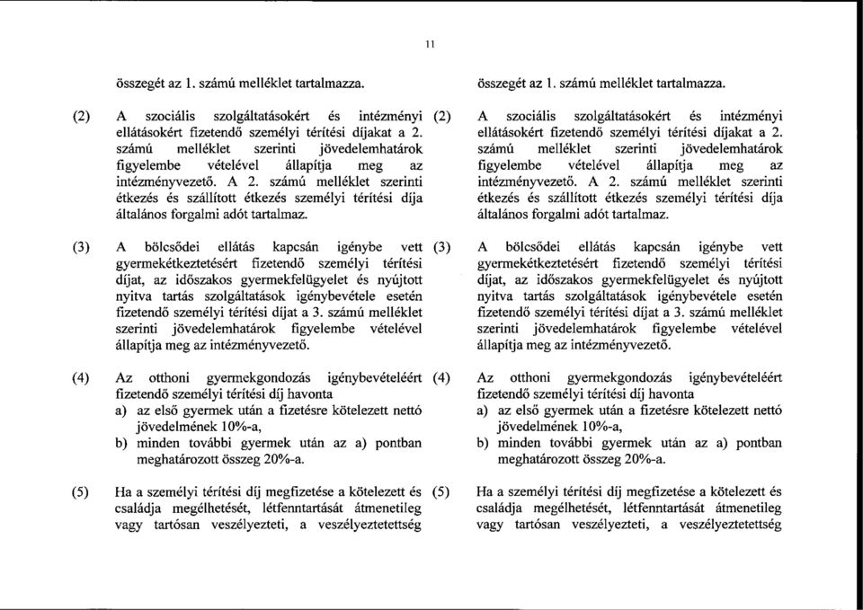 számú melléklet szerinti étkezés és szállított étkezés személyi térítési díja általános forgalmi adót tartalmaz.