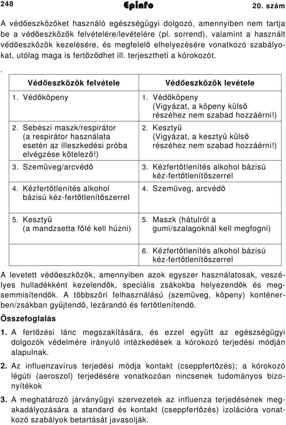 . Védőeszközök felvétele Védőeszközök levétele. Védőköpeny. Védőköpeny (Vigyázat, a köpeny külső részéhez nem szabad hozzáérni!).