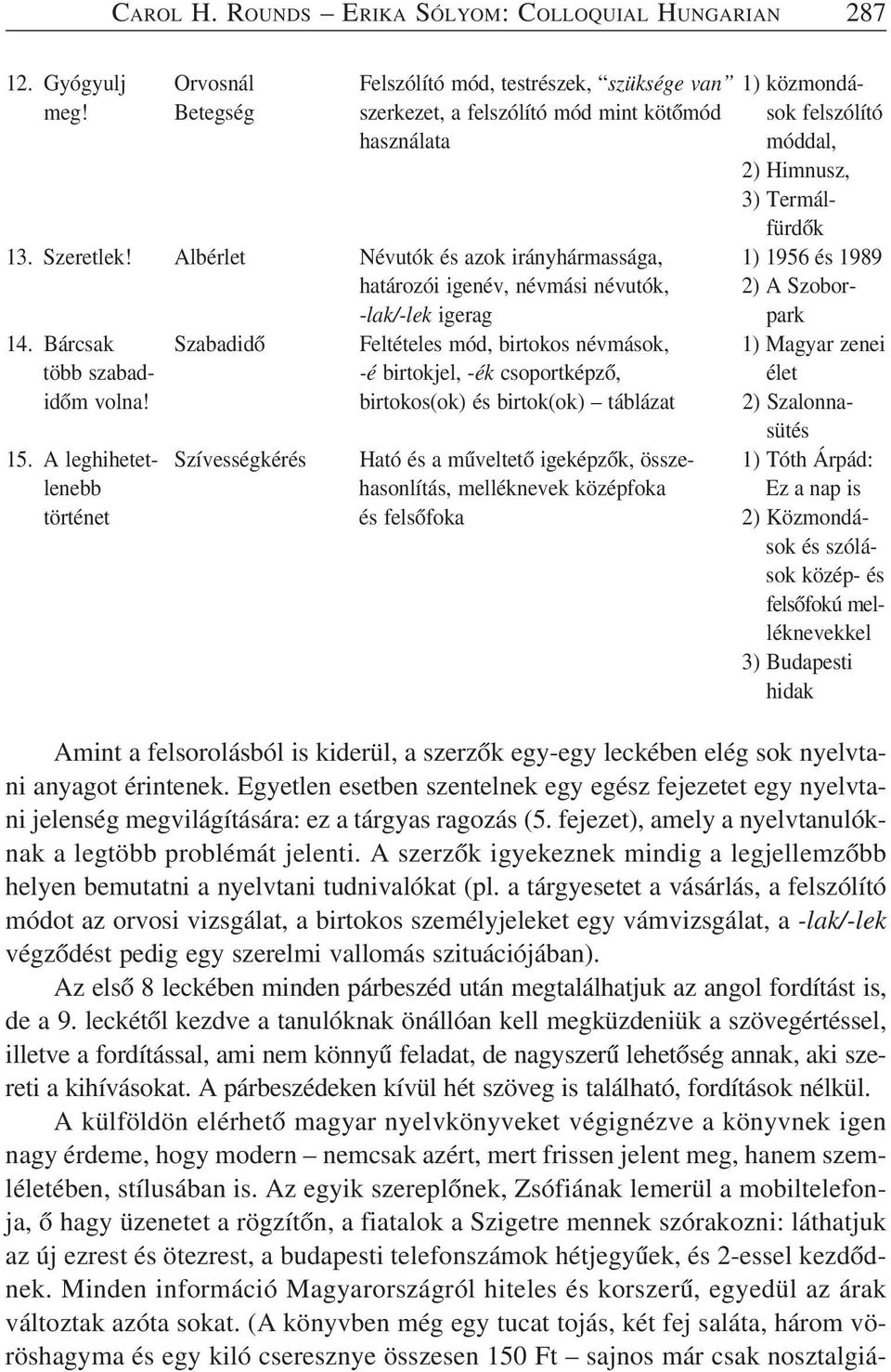 Albérlet Névutók és azok irányhármassága, 1) 1956 és 1989 határozói igenév, névmási névutók, 2) A Szobor- -lak/-lek igerag 1) park 14.