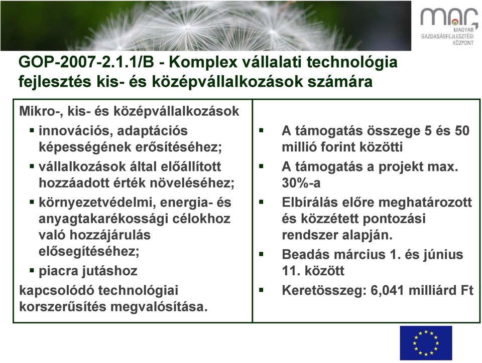 erősítéséhez; vállalkozások által előállított hozzáadott érték növeléséhez; környezetvédelmi, energia- és anyagtakarékossági célokhoz való hozzájárulás