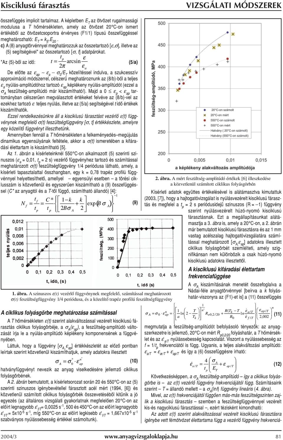 c) A (8) ygtörvéyel meghtározzuk z összetrtozó [ε,σ], illetve z (5) segítségével z összetrtozó [σ, t] dtpárokt.