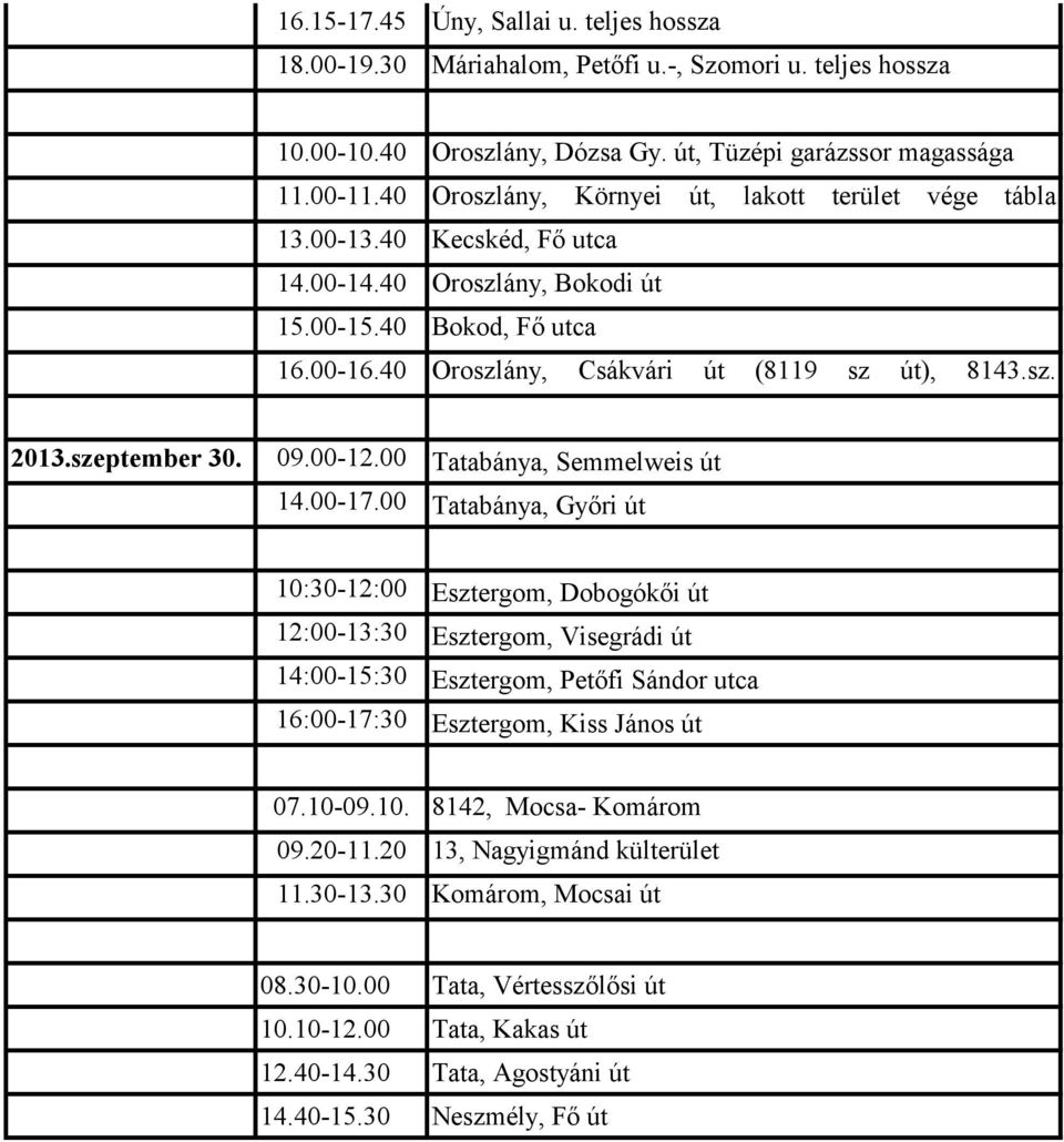 00 Tatabánya, Semmelweis út 14.00-17.