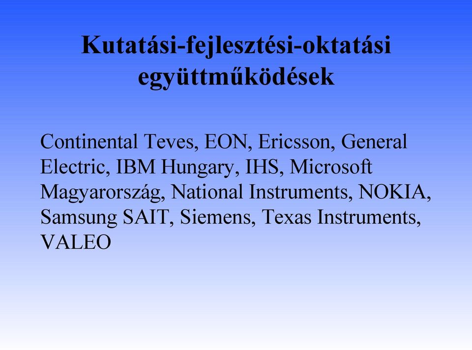 IBM Hungary, IHS, Microsoft Magyarország, National