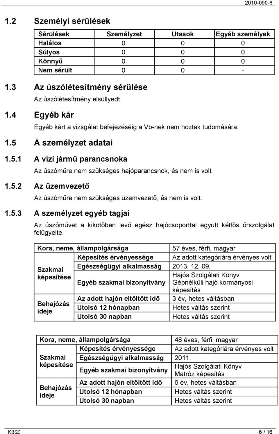1.5.3 A személyzet egyéb tagjai Az úszóművet a kikötőben levő egész hajócsoporttal együtt kétfős őrszolgálat felügyelte.