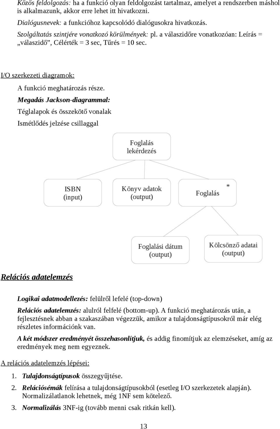 I/O szerkezeti diagramok: A funkció meghatározás része.