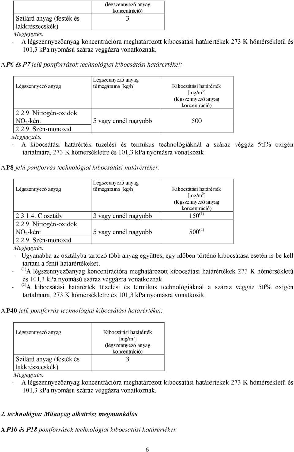 Nitrogén-oxidok NO 2 -ként 5 vagy ennél nagyobb 500 2.2.9.