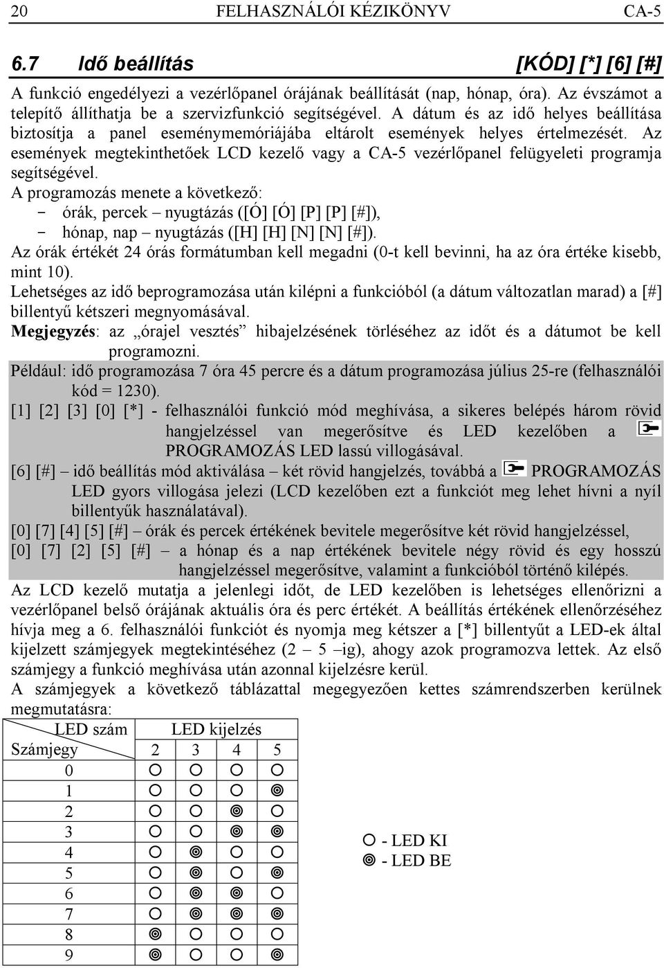 Az események megtekinthetőek LCD kezelő vagy a CA-5 vezérlőpanel felügyeleti programja segítségével.