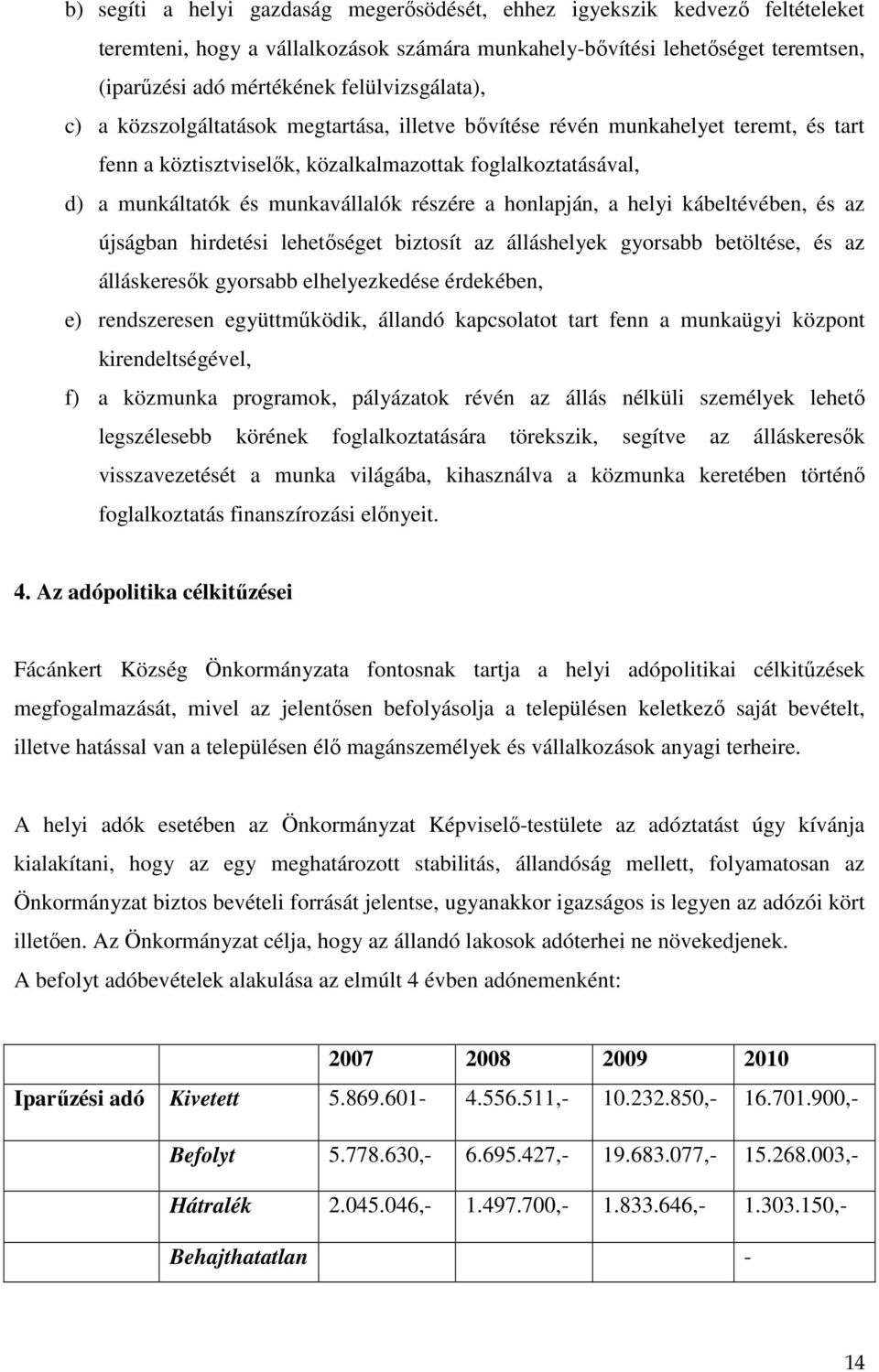 részére a honlapján, a helyi kábeltévében, és az újságban hirdetési lehetőséget biztosít az álláshelyek gyorsabb betöltése, és az álláskeresők gyorsabb elhelyezkedése érdekében, e) rendszeresen