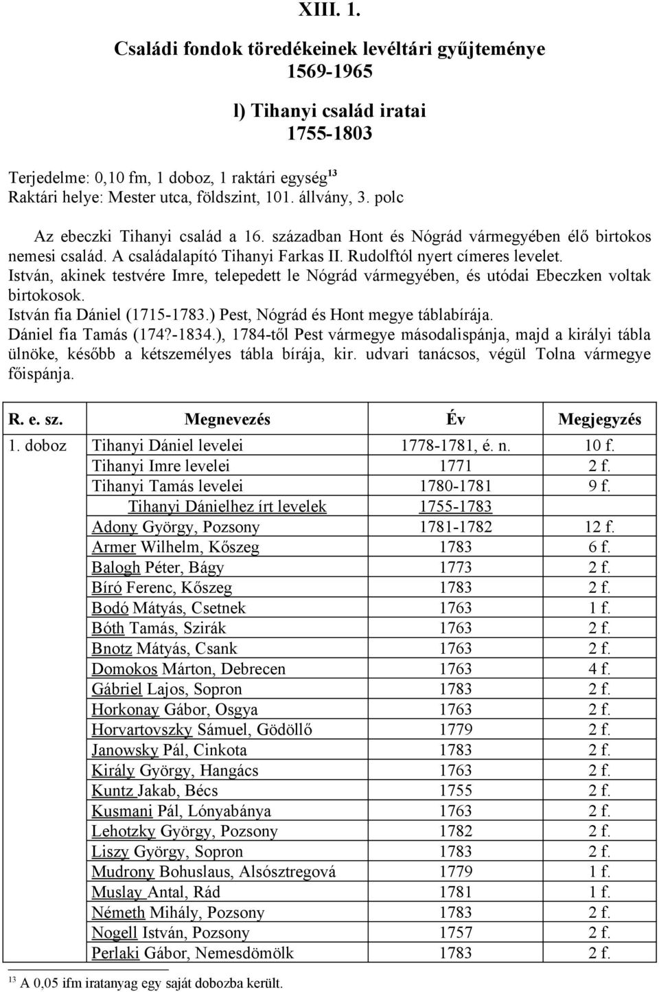 István, akinek testvére Imre, telepedett le Nógrád vármegyében, és utódai Ebeczken voltak birtokosok. István fia Dániel (1715-1783.) Pest, Nógrád és Hont megye táblabírája. Dániel fia Tamás (174?