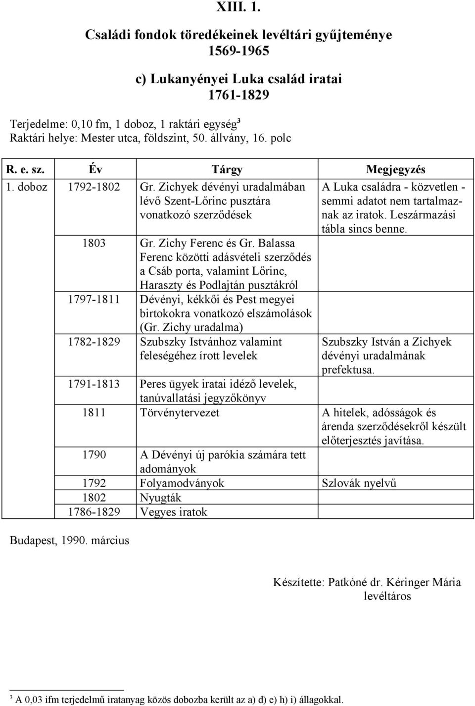 Balassa Ferenc közötti adásvételi szerződés a Csáb porta, valamint Lőrinc, Haraszty és Podlajtán pusztákról 1797-1811 Dévényi, kékkői és Pest megyei birtokokra vonatkozó elszámolások (Gr.