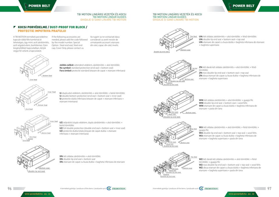 Special Option : Steel end seal, Steel end cap, Cover Strip, please contact us.