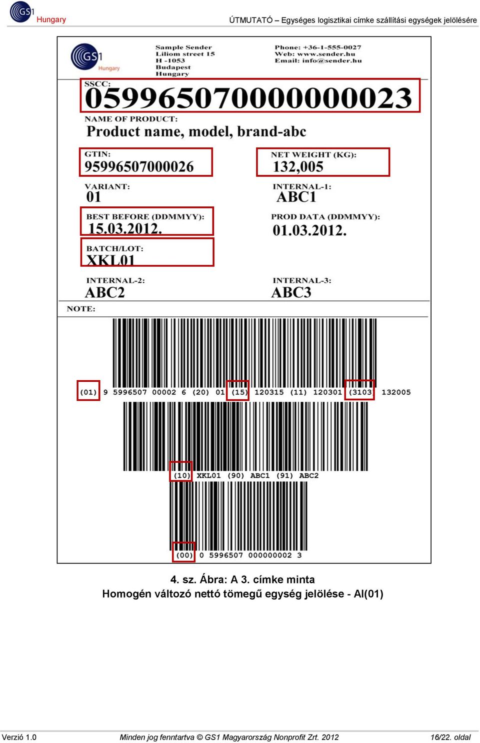 egység jelölése - AI(01) Verzió 1.