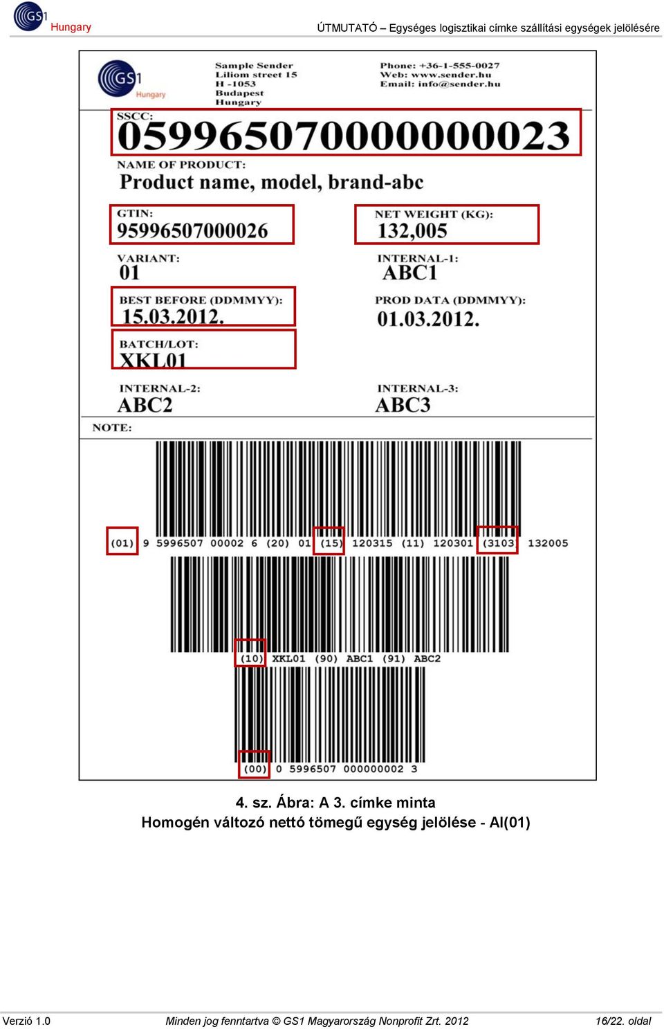 egység jelölése - AI(01) Verzió 1.