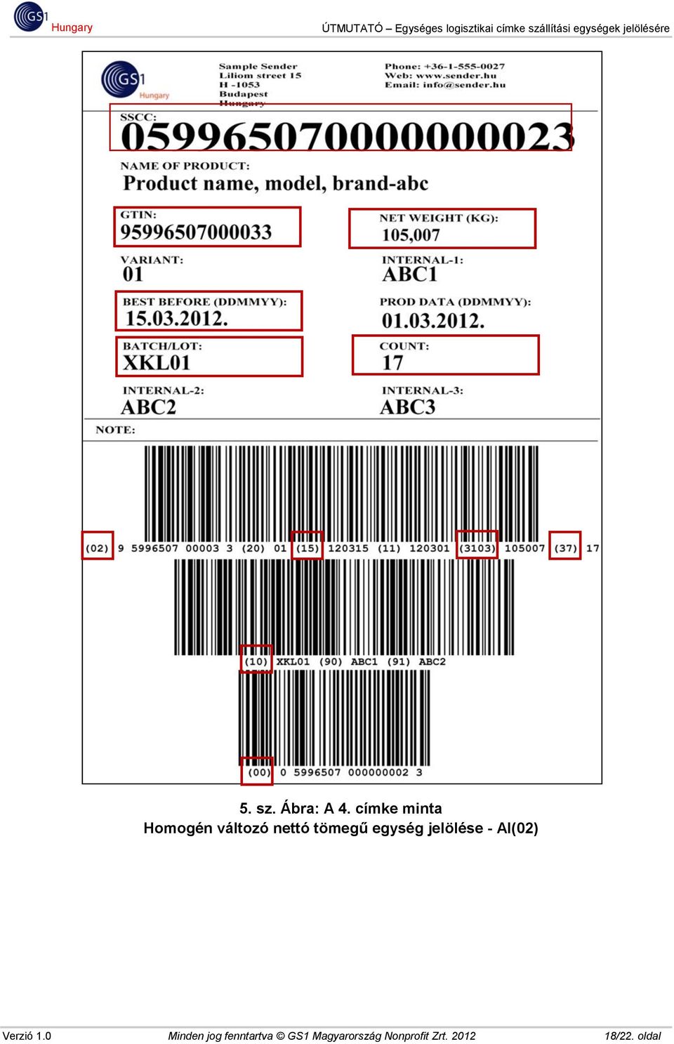 egység jelölése - AI(02) Verzió 1.