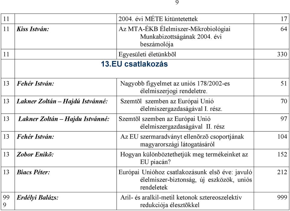 13 Lakner Zoltán Hajdu Istvánné: Szemtõl szemben az Európai Unió élelmiszergazdaságával II.