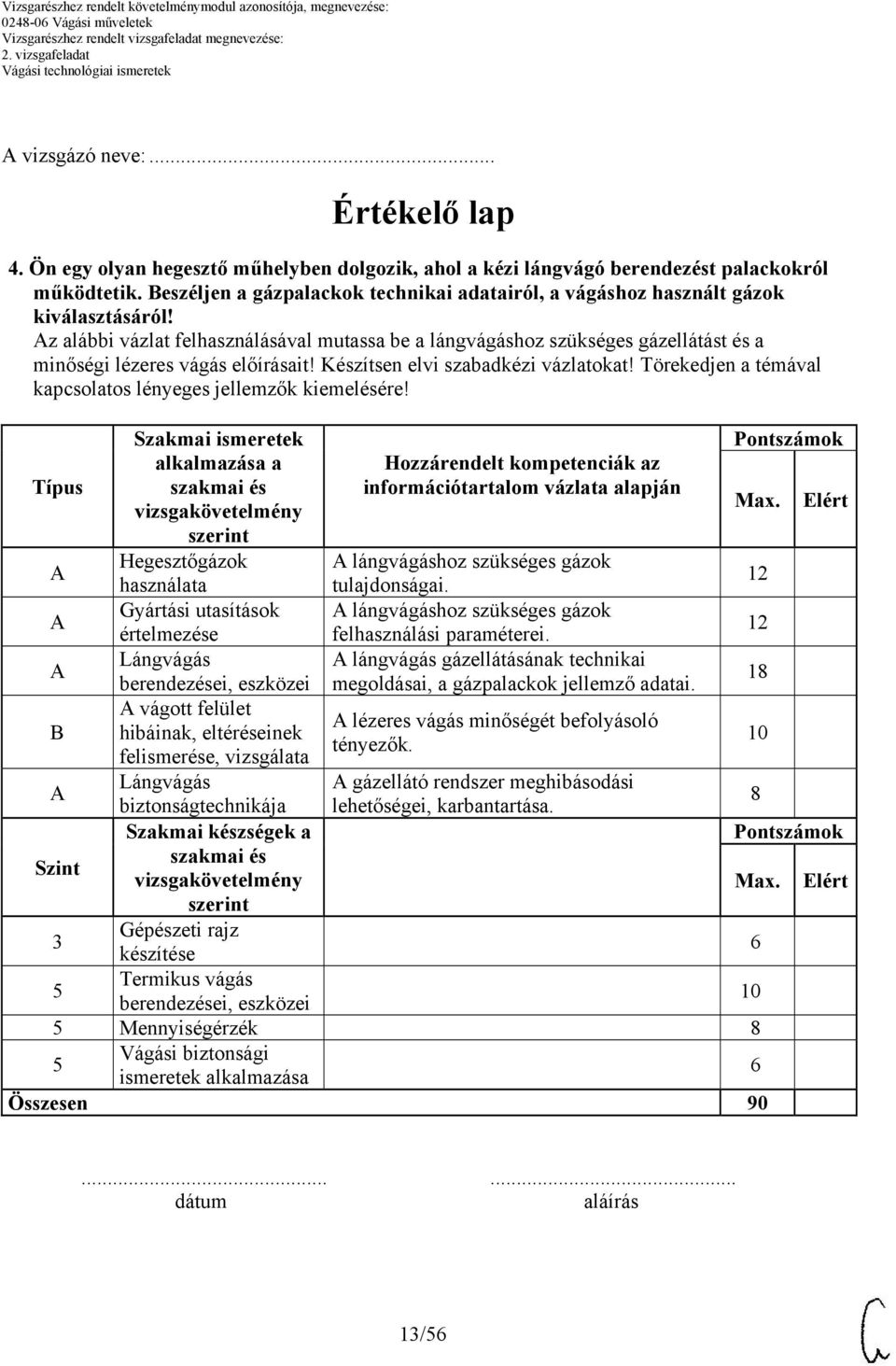 z alábbi vázlat felhasználásával mutassa be a lángvágáshoz szükséges gázellátást és a minőségi lézeres vágás előírásait! Készítsen elvi szabadkézi vázlatokat!