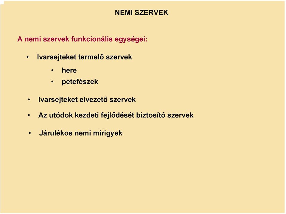 petefészek Ivarsejteket elvezető szervek Az