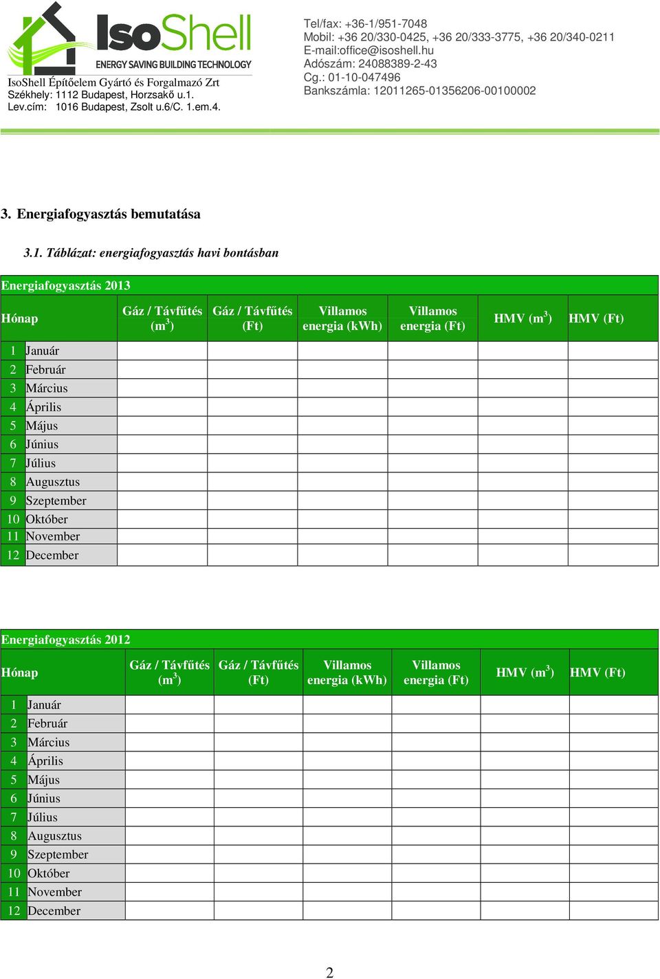 bontásban Energiafogyasztás 2013