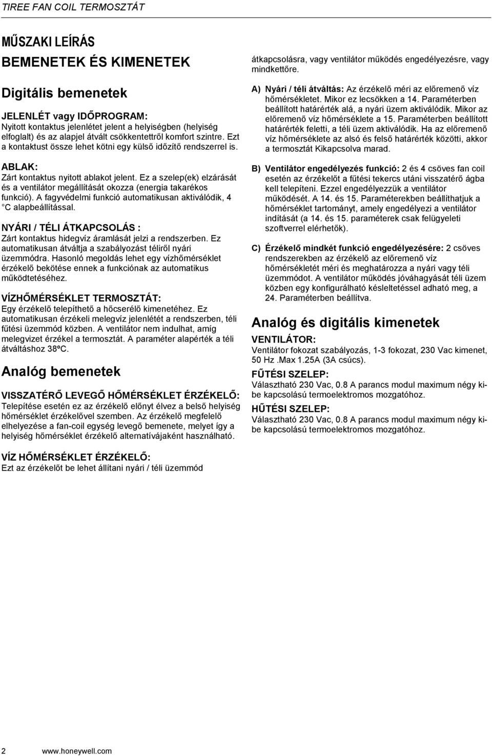 TIREE FAN COIL TERMOSZTÁT T PDF Ingyenes letöltés