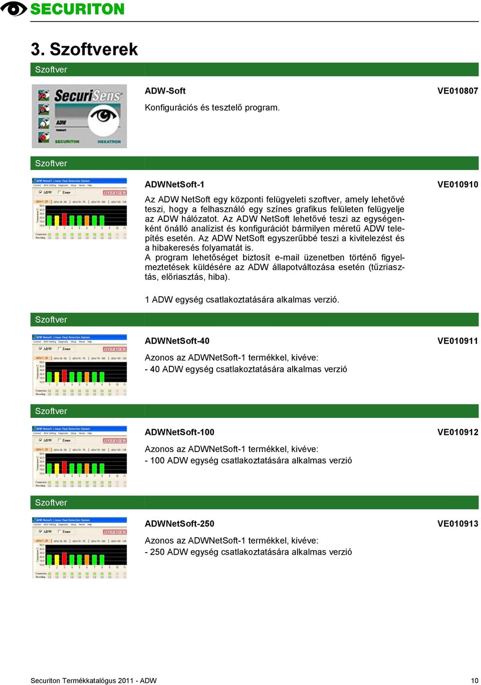 Az ADW NetSoft lehetővé teszi az egységenként önálló analízist és konfigurációt bármilyen méretű ADW telepítés esetén. Az ADW NetSoft egyszerűbbé teszi a kivitelezést és a hibakeresés folyamatát is.