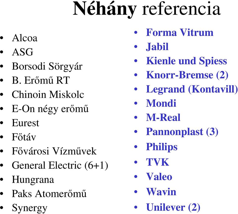 General Electric (6+1) Hungrana Paks Atomerőmű Synergy Forma Vitrum Jabil