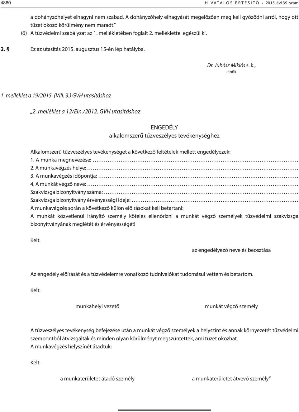 3.) GVH utasításhoz 2. melléklet a 12/Eln./2012.