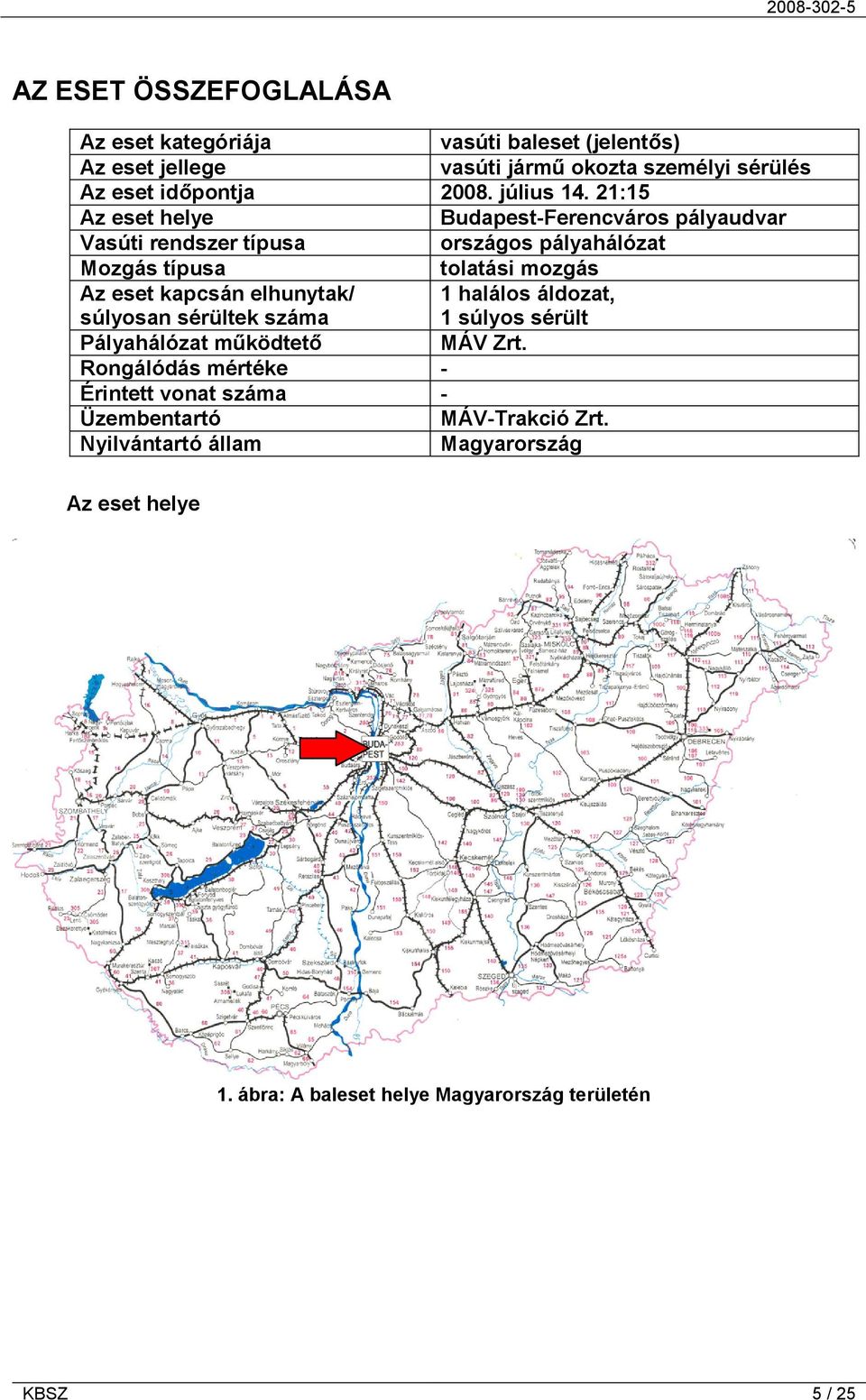 21:15 Az eset helye Budapest-Ferencváros pályaudvar Vasúti rendszer típusa országos pályahálózat Mozgás típusa tolatási mozgás Az eset kapcsán