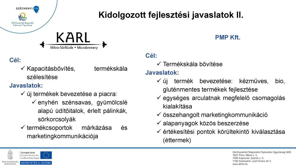 pálinkák, sörkorcsolyák termékcsoportok márkázása és marketingkommunikációja Termékskála bővítése új termék bevezetése: kézműves,