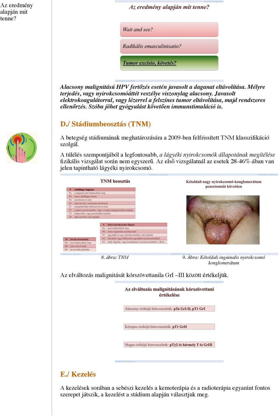 / Stádiumbeosztás (TNM) A betegség stádiumának meghatározására a 2009-ben felfrissített TNM klasszifikáció szolgál.