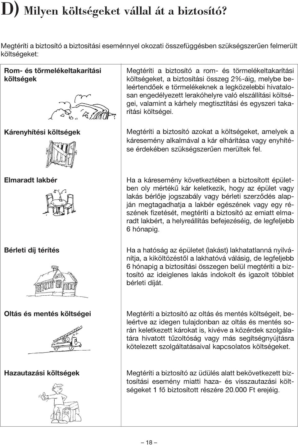 és törmelékeltakarítási költségeket, a biztosítási összeg 2%-áig, melybe beleértendõek e törmelékeknek a legközelebbi hivatalosan engedélyezett lerakóhelyre való elszállítási költségei, valamint a