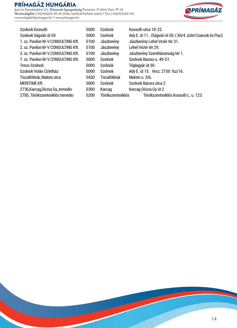 7. sz. Pavilon M-V CONSULTING Kft. 5000 Szolnok Szolnok Baross u. 49-51. Tesco Szolnok 5000 Szolnok Téglagyár út 30. Szolnok Volán Üzletház 5000 Szolnok Ady E. út 15. Hrsz: 2150 fsz/16.