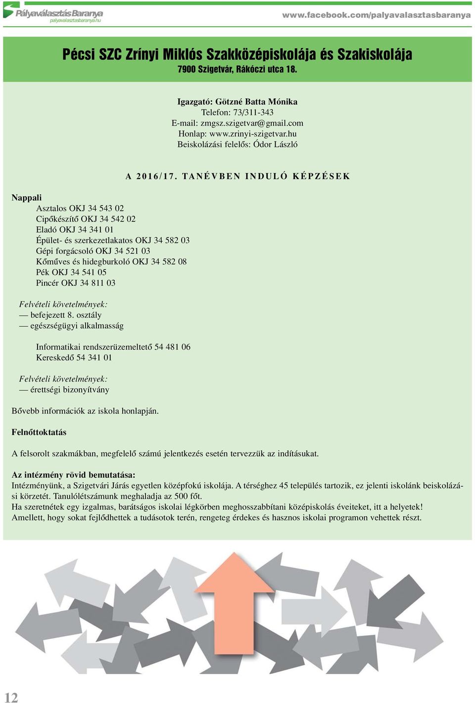 hu Beiskolázási felelôs: Ódor László Nappali Asztalos OKJ 34 543 02 Cipôkészítô OKJ 34 542 02 Eladó OKJ 34 341 01 Épület- és szerkezetlakatos OKJ 34 582 03 Gépi forgácsoló OKJ 34 521 03 Kômûves és