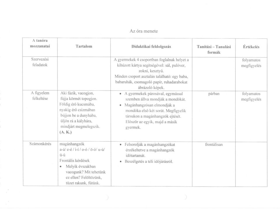 erzekeltetve feldolgozas az allva frontalisan -elsa A egyik, parban Tanulasi kihuzott gyermekek a mondjak maganhangz6k ketmajd sorat. kartya a 4Megfigyelik masik mond6kat. csoportban ejteset.