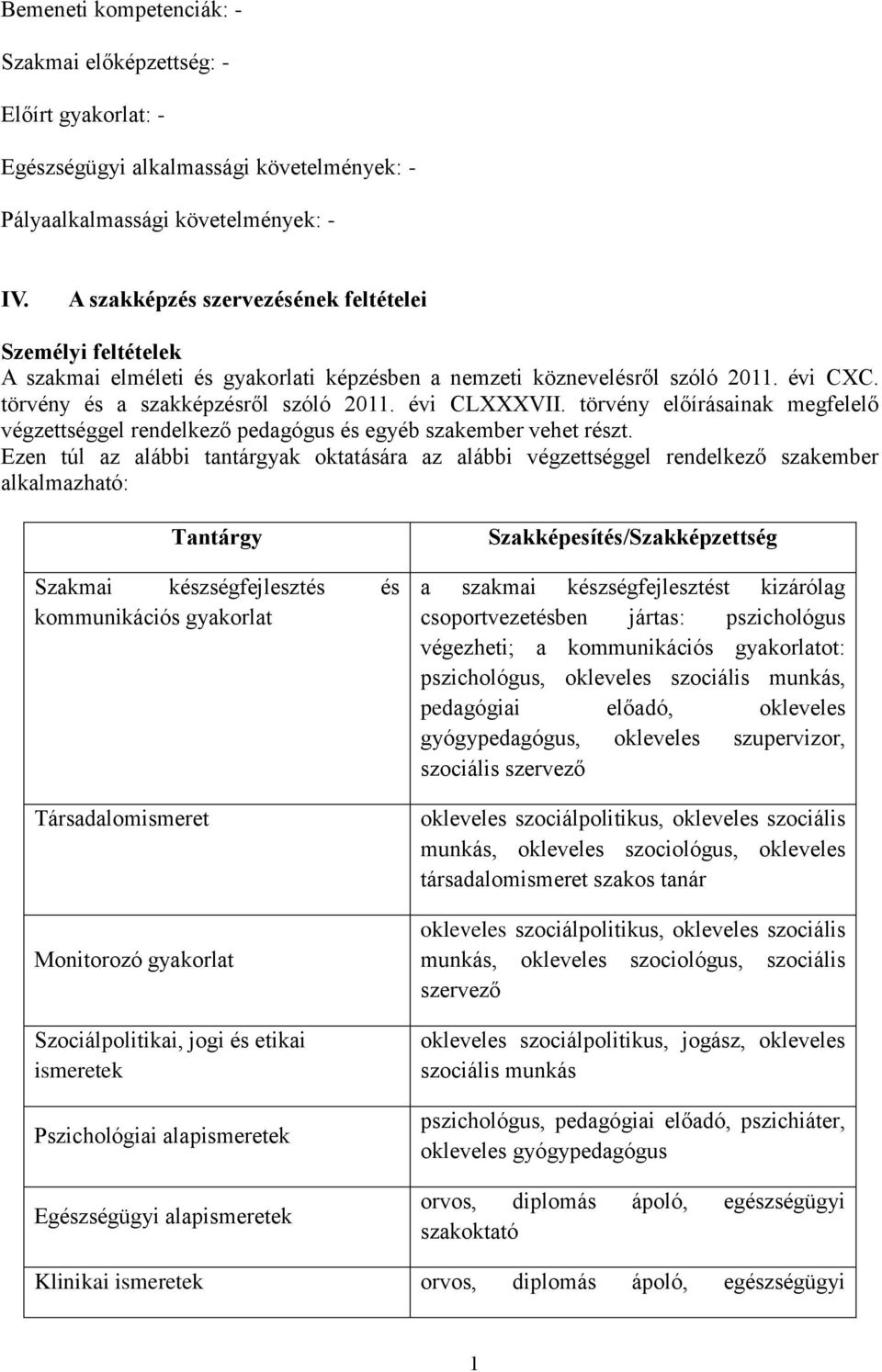 törvény előírásainak megfelelő végzettséggel rendelkező pedagógus és egyéb szakember vehet részt.