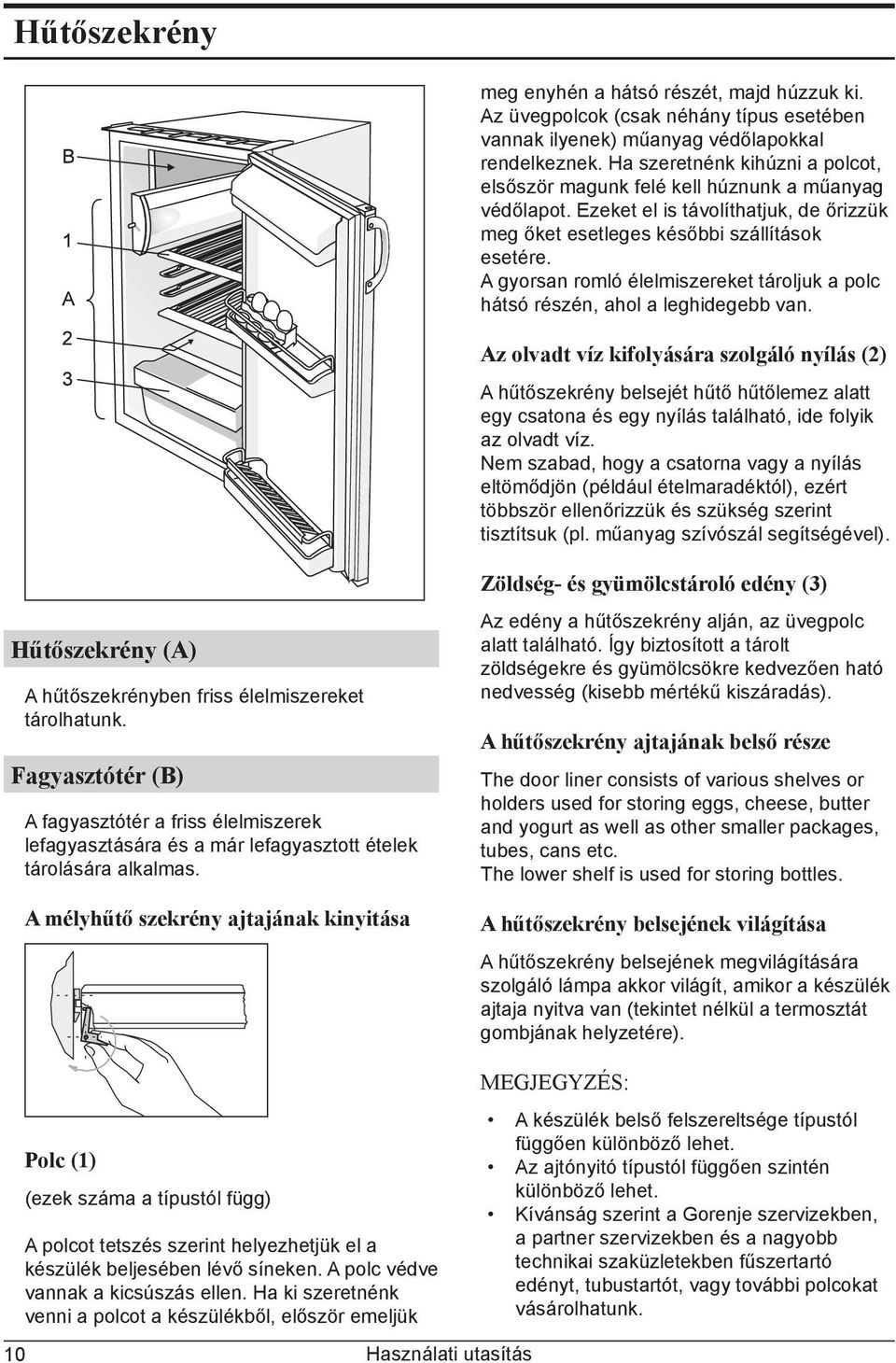 A gyorsan romló élelmiszereket tároljuk a polc hátsó részén, ahol a leghidegebb van.