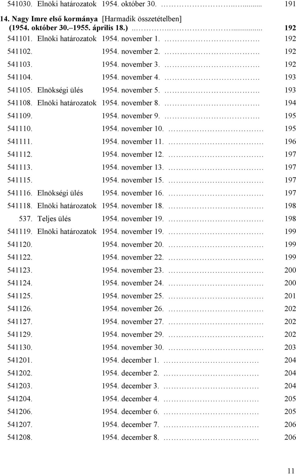 . 194 541109. 1954. november 9.. 195 541110. 1954. november 10.. 195 541111. 1954. november 11.. 196 541112. 1954. november 12.. 197 541113. 1954. november 13.. 197 541115. 1954. november 15.