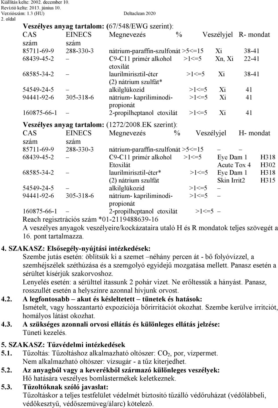 Xi 41 propionát 160875-66-1 2-propilheptanol etoxilát >1<=5 Xi 41 Veszélyes anyag tartalom: (1272/2008.