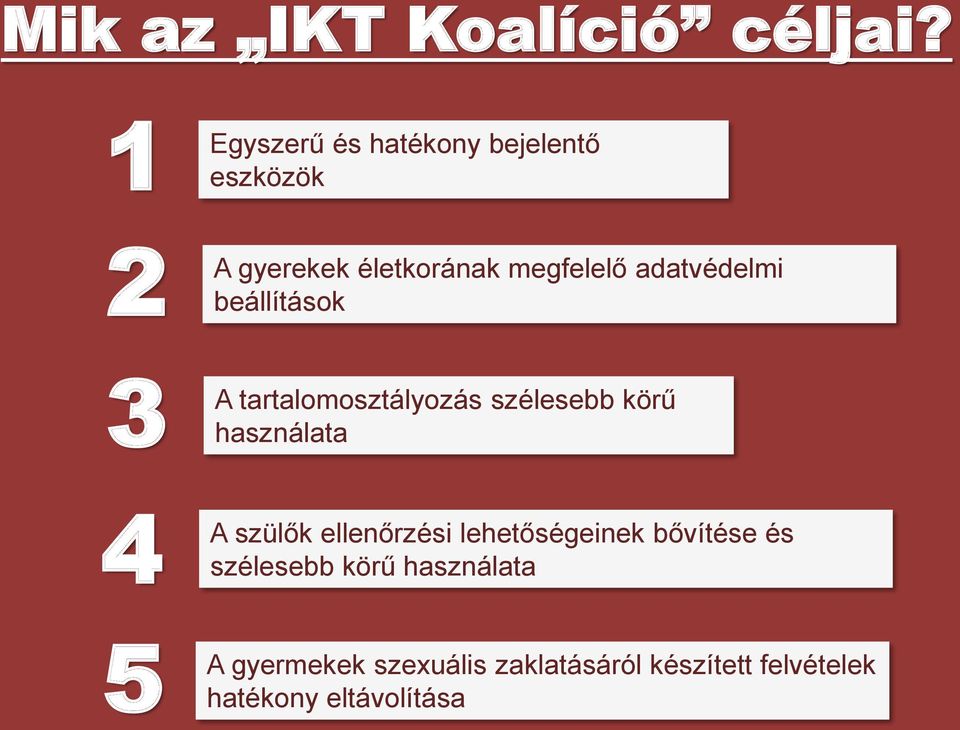 adatvédelmi beállítások 3 A tartalomosztályozás szélesebb körű használata 4 A