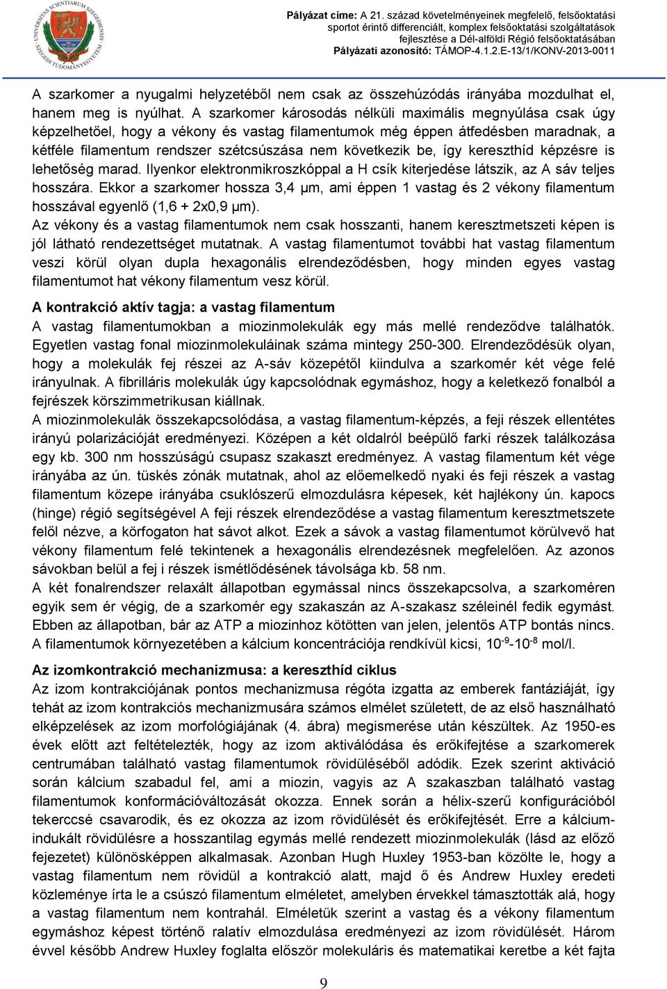 be, így kereszthíd képzésre is lehetőség marad. Ilyenkor elektronmikroszkóppal a H csík kiterjedése látszik, az A sáv teljes hosszára.