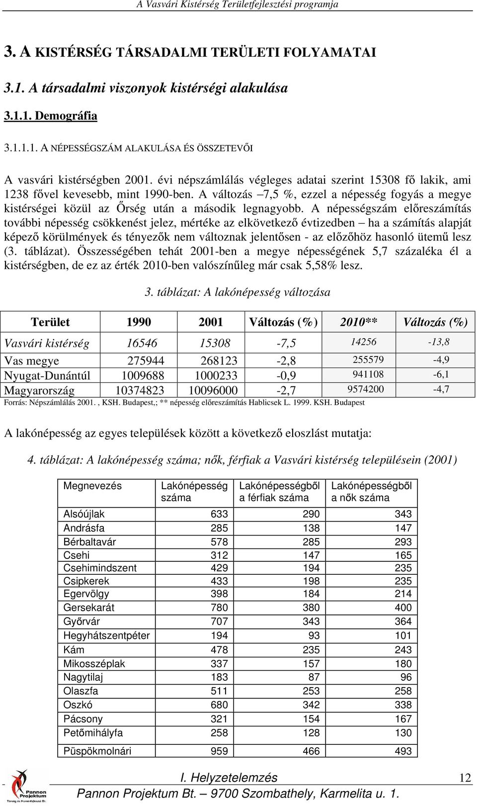 A népességszám el reszámítás további népesség csökkenést jelez, mértéke az elkövetkez évtizedben ha a számítás alapját képez körülmények és tényez k nem változnak jelent sen - az el z höz hasonló