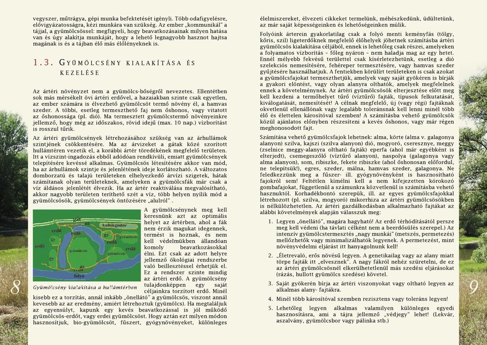 élőlényeknek is. 1. 3. G Y Ü M Ö L C S É N Y K I A L A K Í T Á S A É S K E Z E L É S E Az ártéri növényzet nem a gyümölcs-bőségről nevezetes.