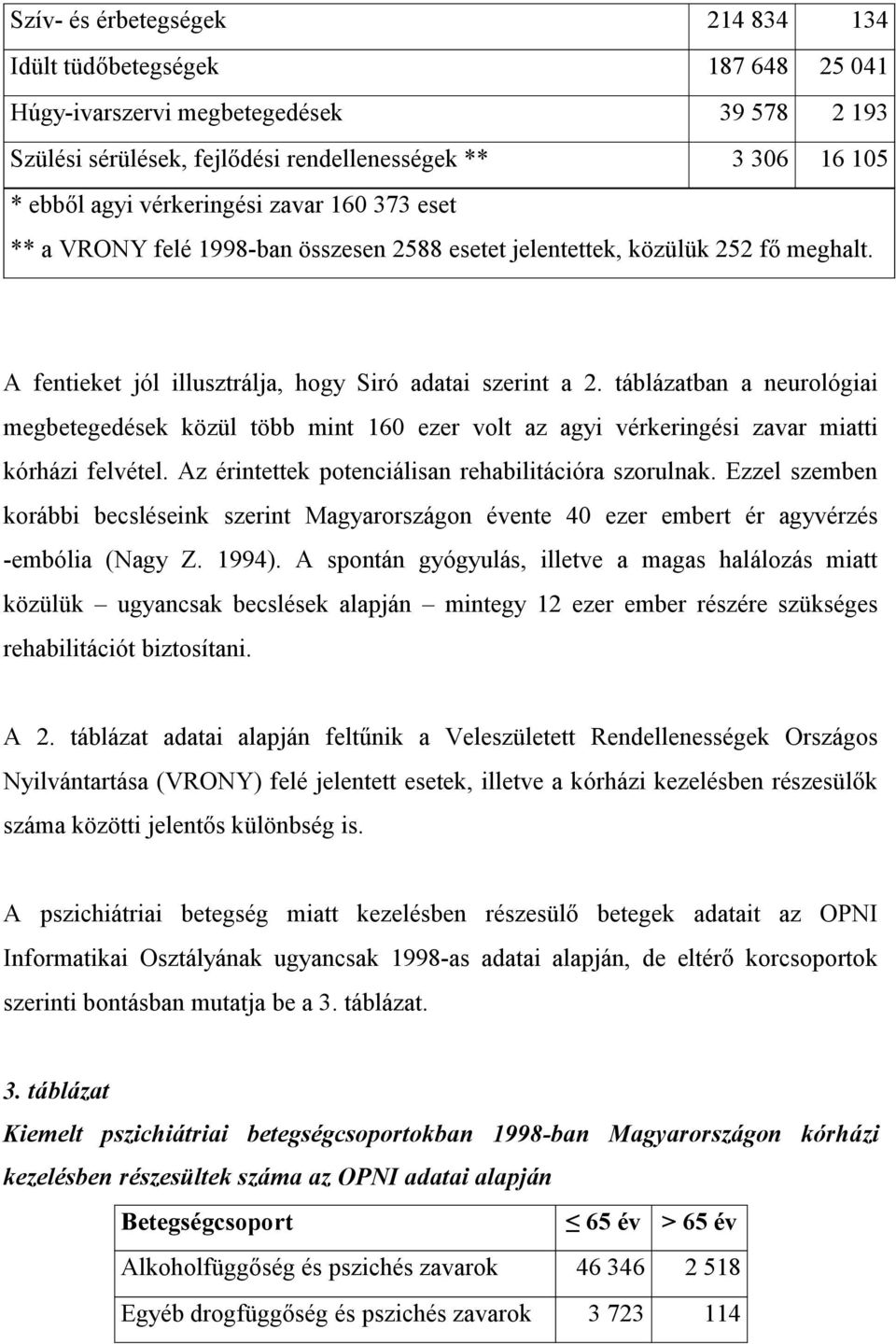 táblázatban a neurológiai megbetegedések közül több mint 160 ezer volt az agyi vérkeringési zavar miatti kórházi felvétel. Az érintettek potenciálisan rehabilitációra szorulnak.