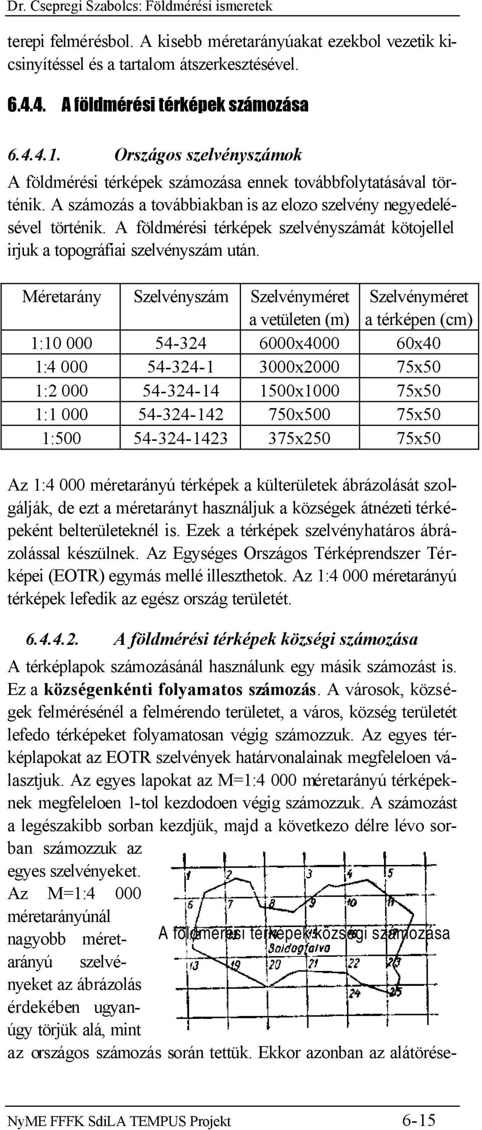 A földmérési térképek szelvényszámát kötojellel irjuk a topográfiai szelvényszám után.