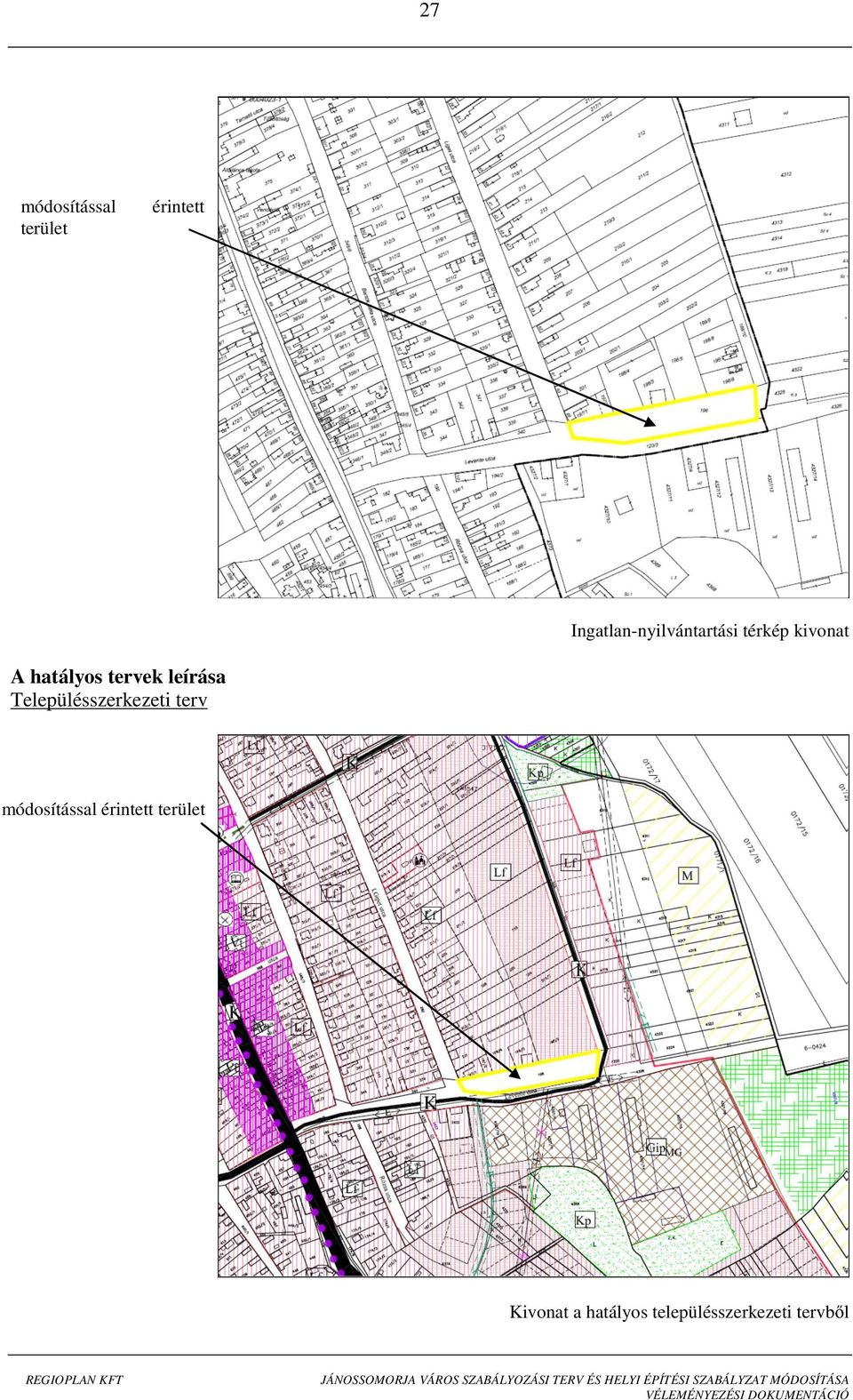 módosítással érintett terület Kivonat a hatályos településszerkezeti