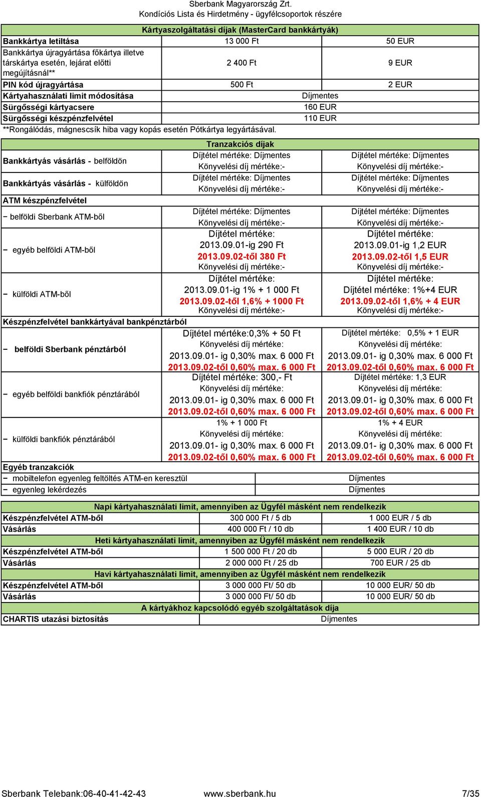 A Sberbank Magyarország Zrt. Kondíciós Listája és Hirdetménye - PDF  Ingyenes letöltés