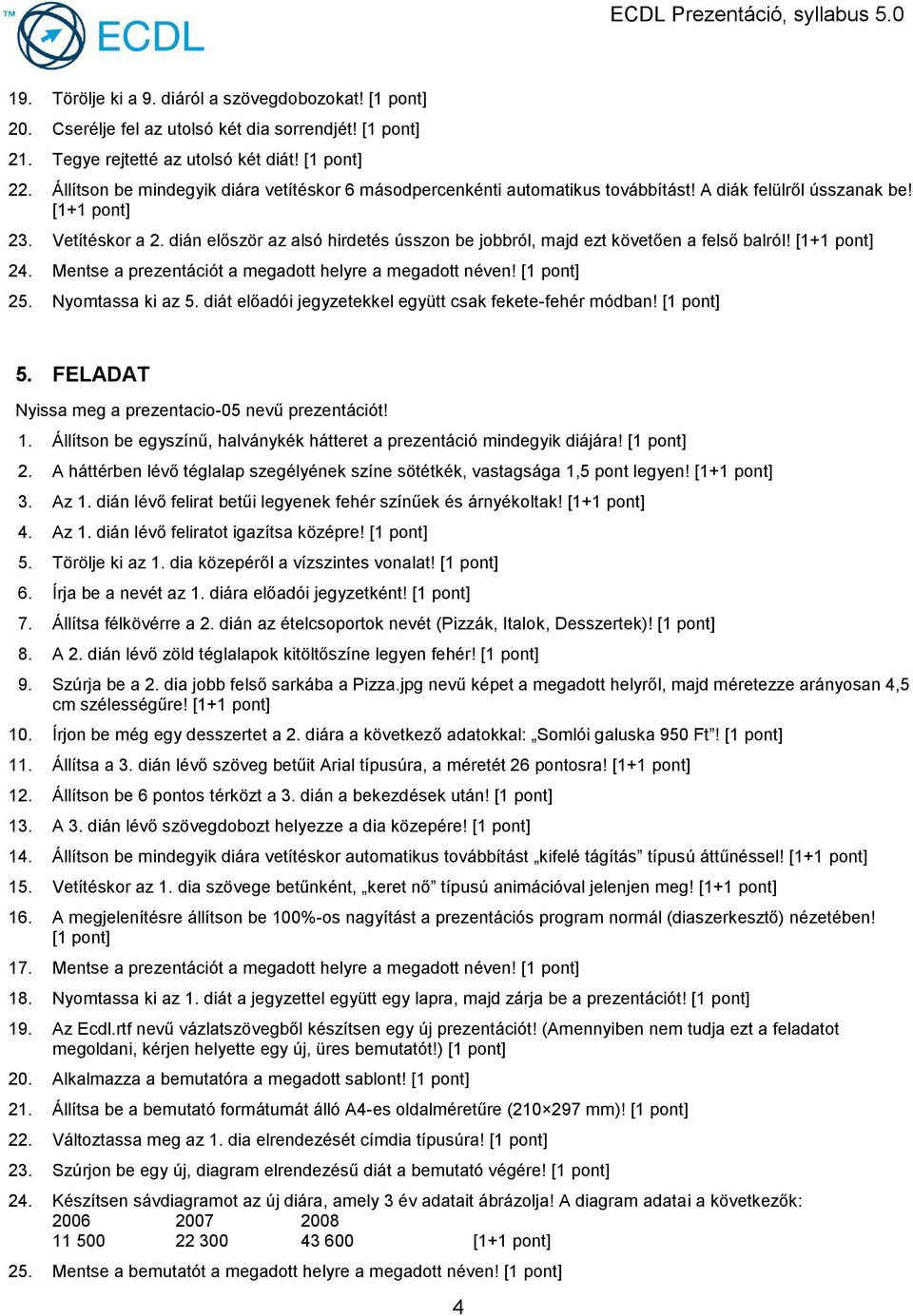 dián először az alsó hirdetés ússzon be jobbról, majd ezt követően a felső balról! 24. Mentse a prezentációt a megadott helyre a megadott néven! 25. Nyomtassa ki az 5.