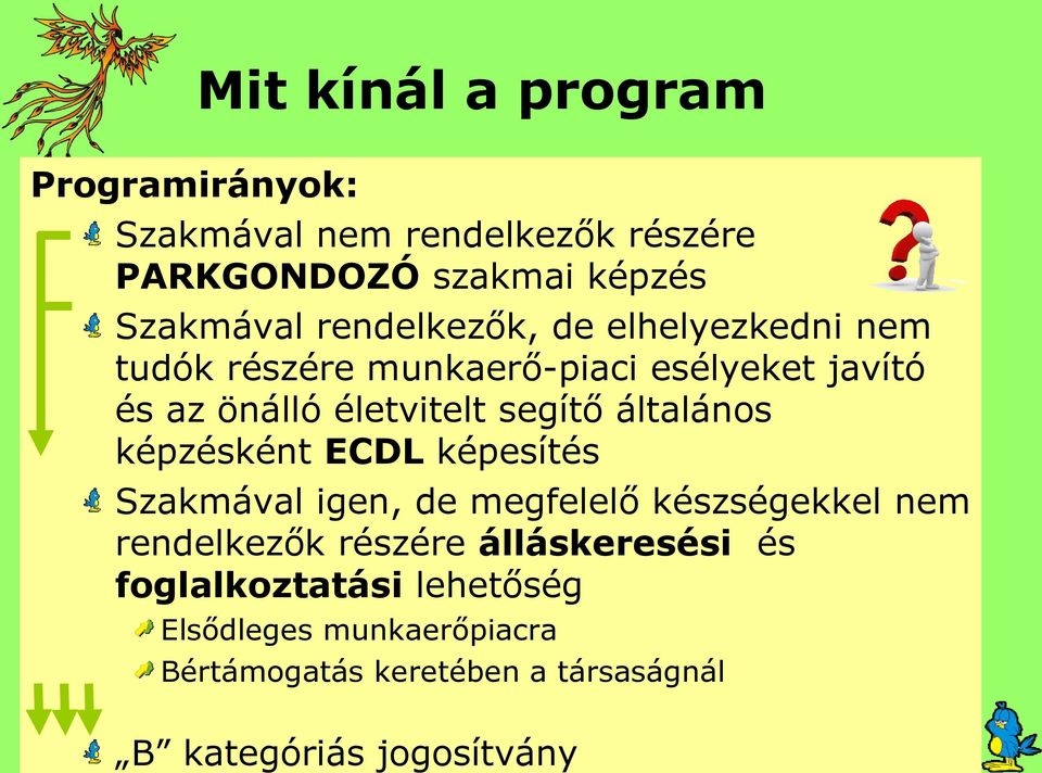 önálló életvitelt segítő általános képzésként ECDL képesítés Szakmával igen, de megfelelő készségekkel nem