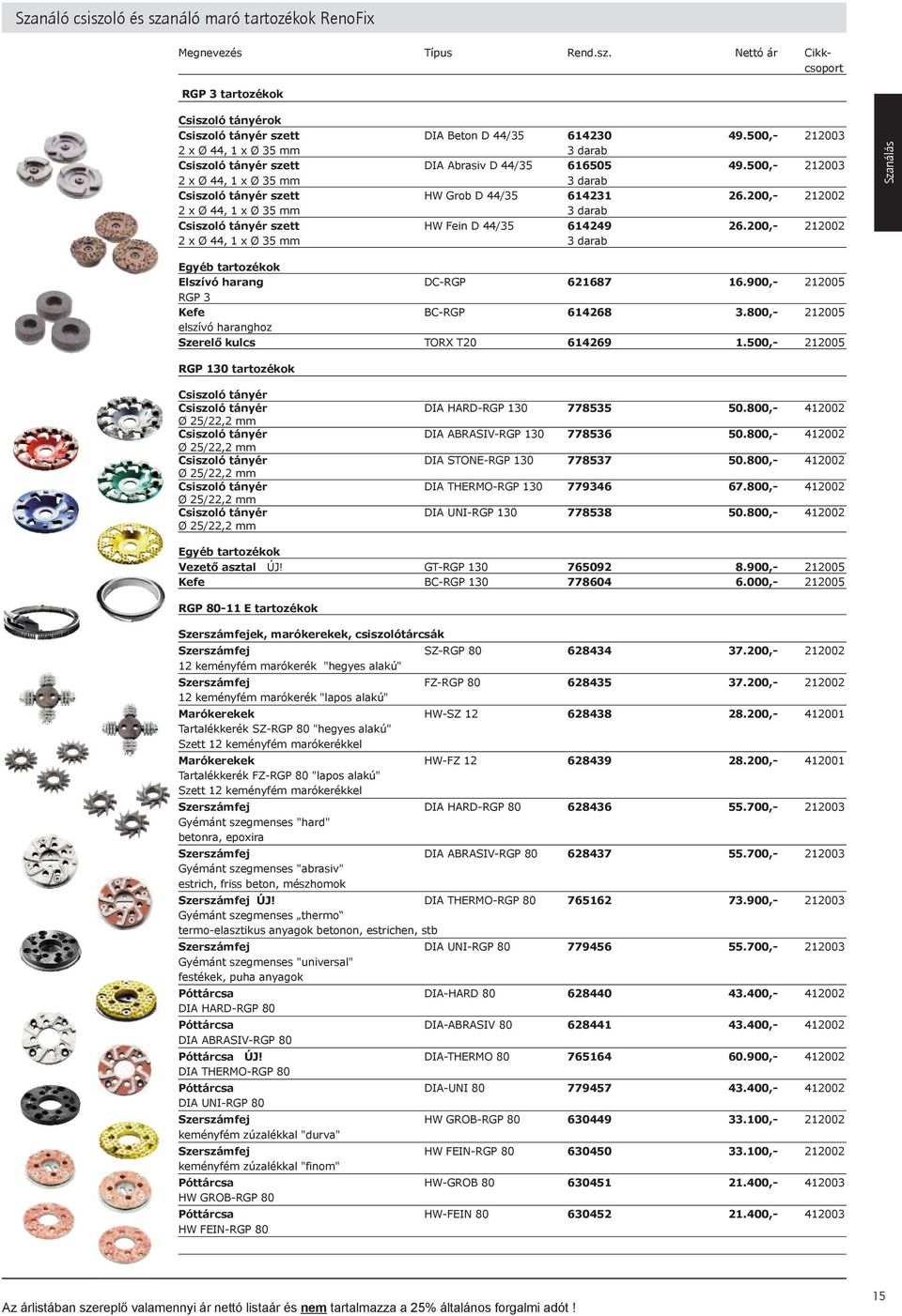 200, 212002 2 x Ø 44, 1 x Ø 35 mm 3 darab Csiszoló tányér szett HW Fein D 44/35 614249 614249 26.