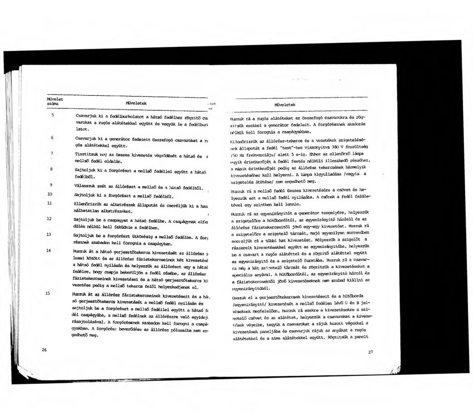 Sajtoljuk ki a forgórészt a mellső fedéllel együtt a hátsó fedélből. Válasszuk szét az állórészt a mellső és a hátsó fedéltől. Sajtoljuk lei a forgórészt a mellső fedélből.