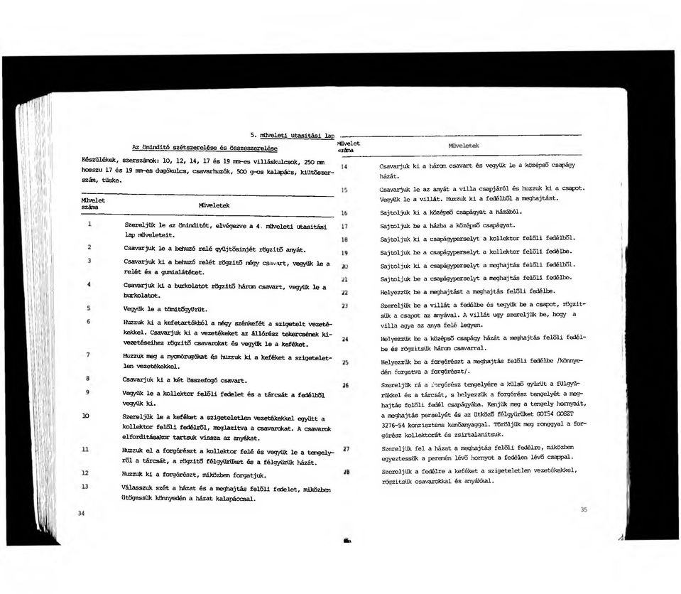 Csavarjuk le a behúzó relé gyüjtősinjét rögzitő anyát. Csavarjuk ki a behúzó relét rögzitő négy csavart, vegyük le a relét és a gunialátétet.